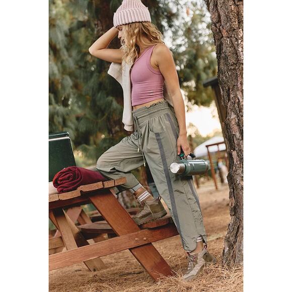 Free People Movement "Champ Is Here" Pants Womens Size L Olive Green Lightweight - Picture 6 of 13